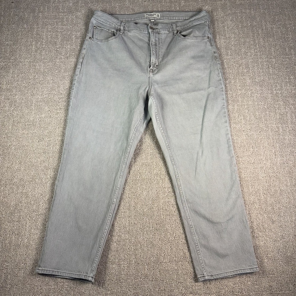 Abercrombie Curve Love Ultra High Rise Ankle Straight Jeans Grey Women Size 34